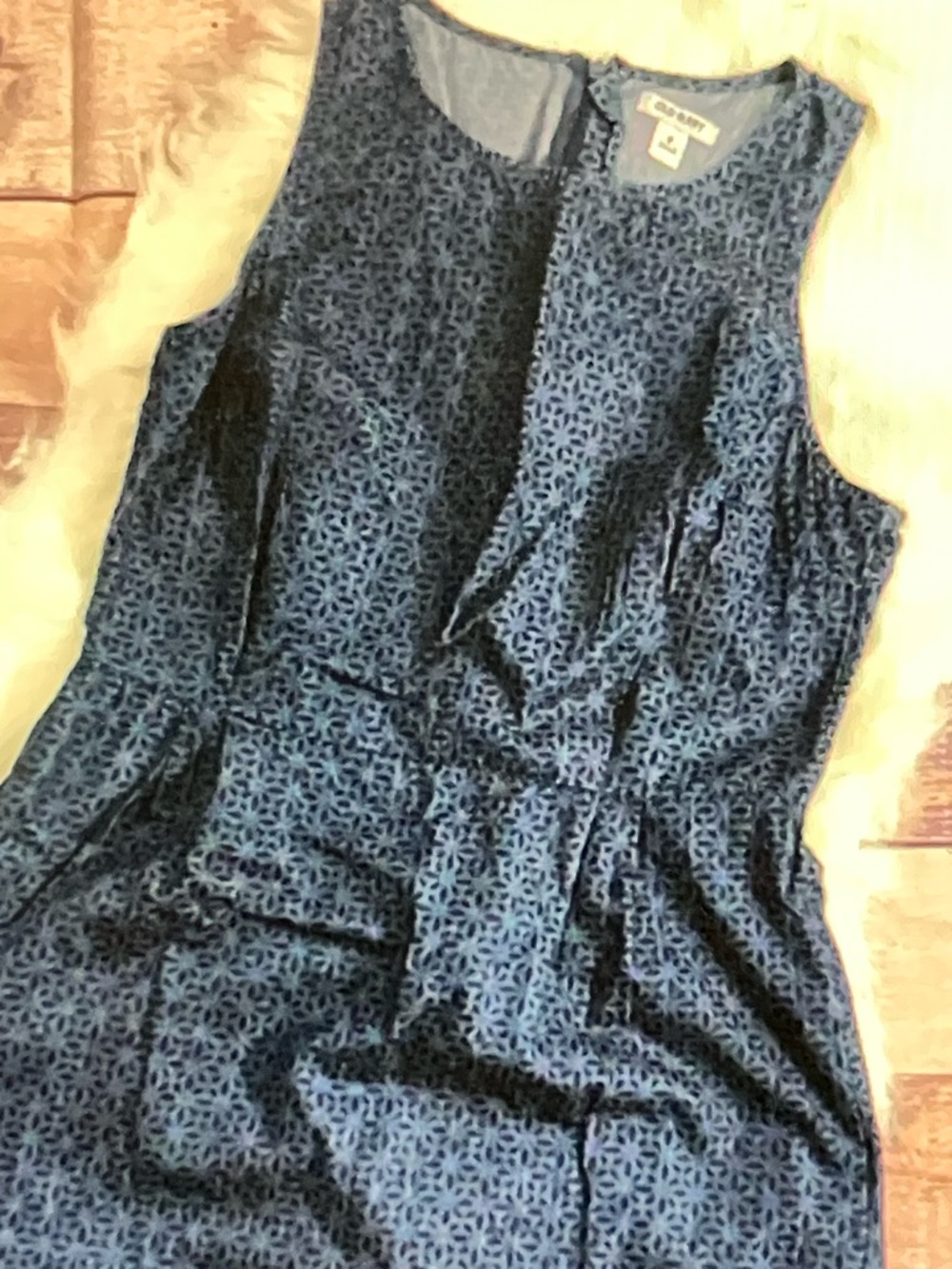 Old Navy Dark Blue Sleeveless Floral Eyelet Dress